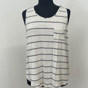 Market & Spruce Striped Tank Top Sleeveless Pocket Rayon Blend Women’s Plus 2X